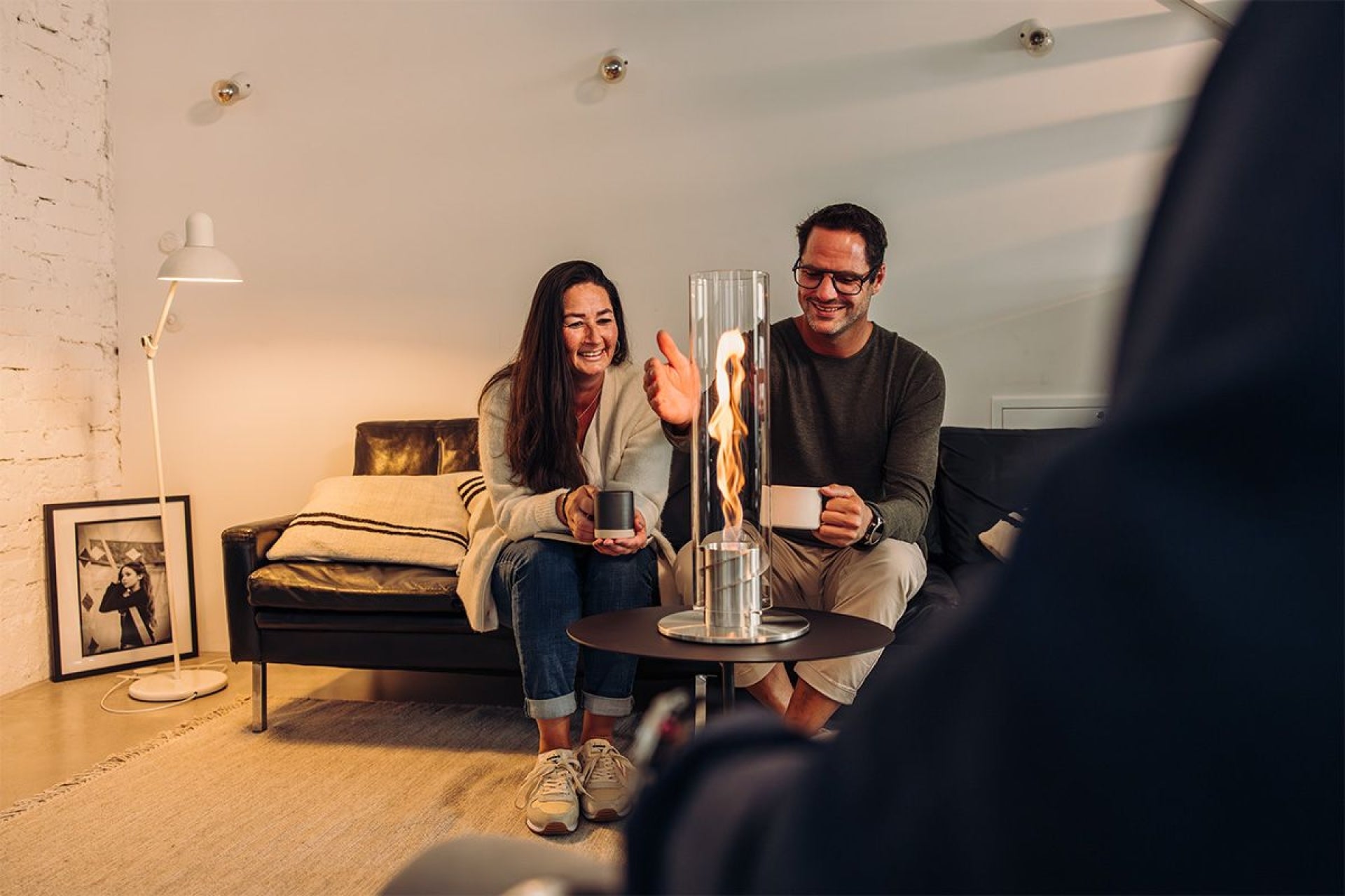 SPIN 1200 Tischfeuer in silber/gebürsteter Edelstahl