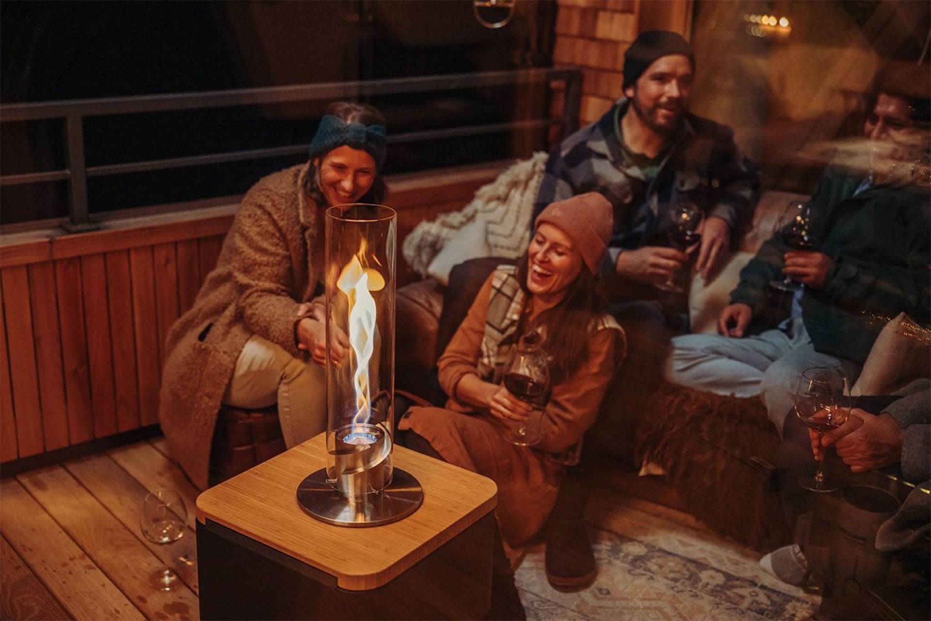 SPIN 1200 Tischfeuer in silber/gebürsteter Edelstahl