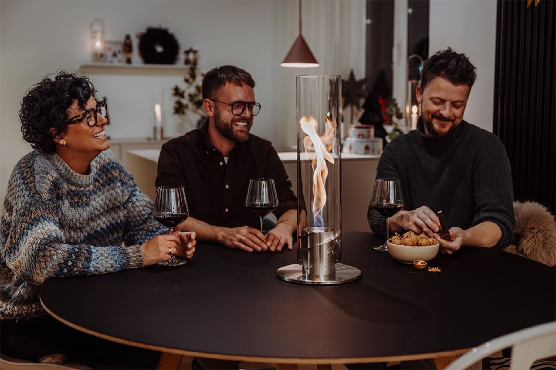 SPIN 1200 Tischfeuer in silber/gebürsteter Edelstahl