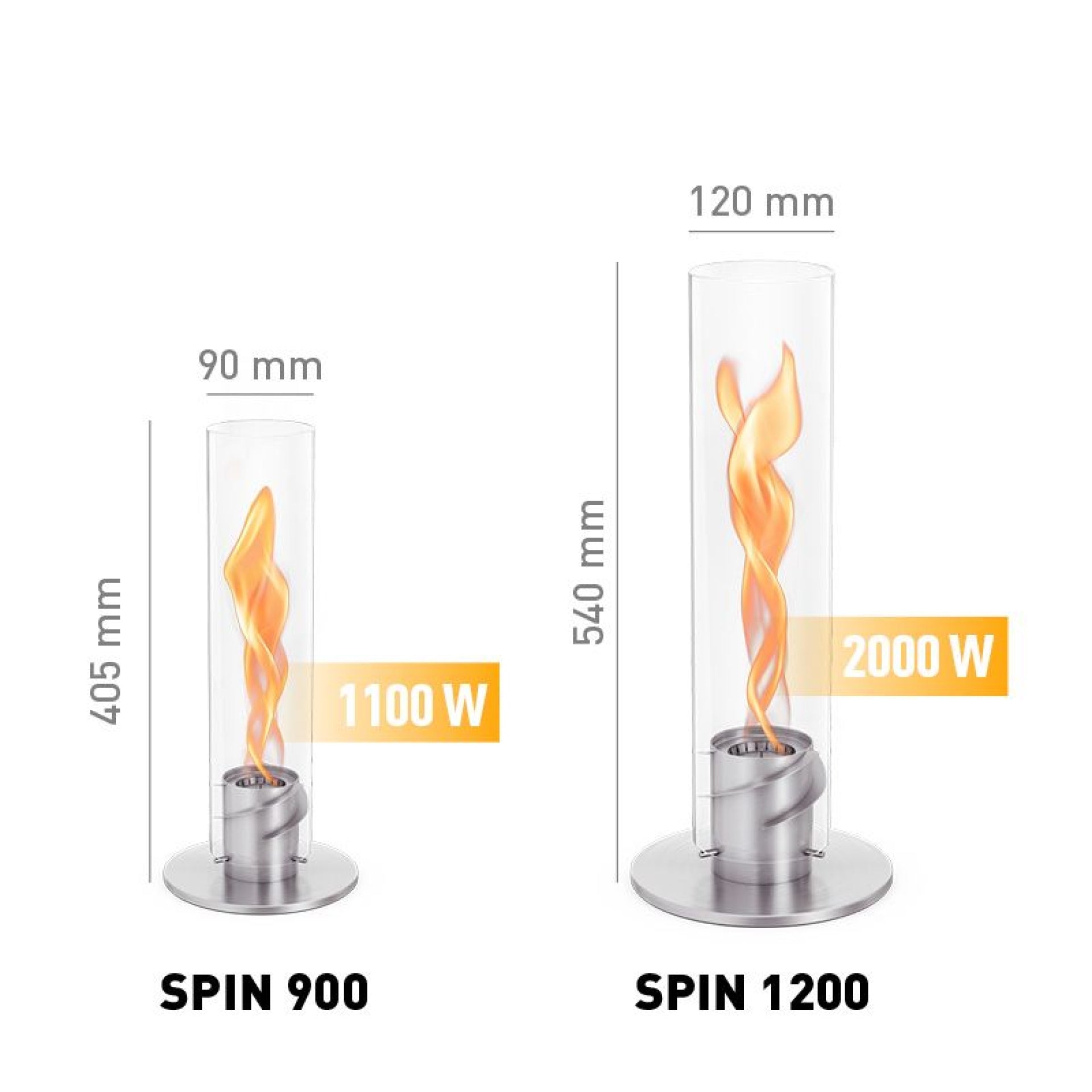 SPIN 1200 Tischfeuer in silber/gebürsteter Edelstahl