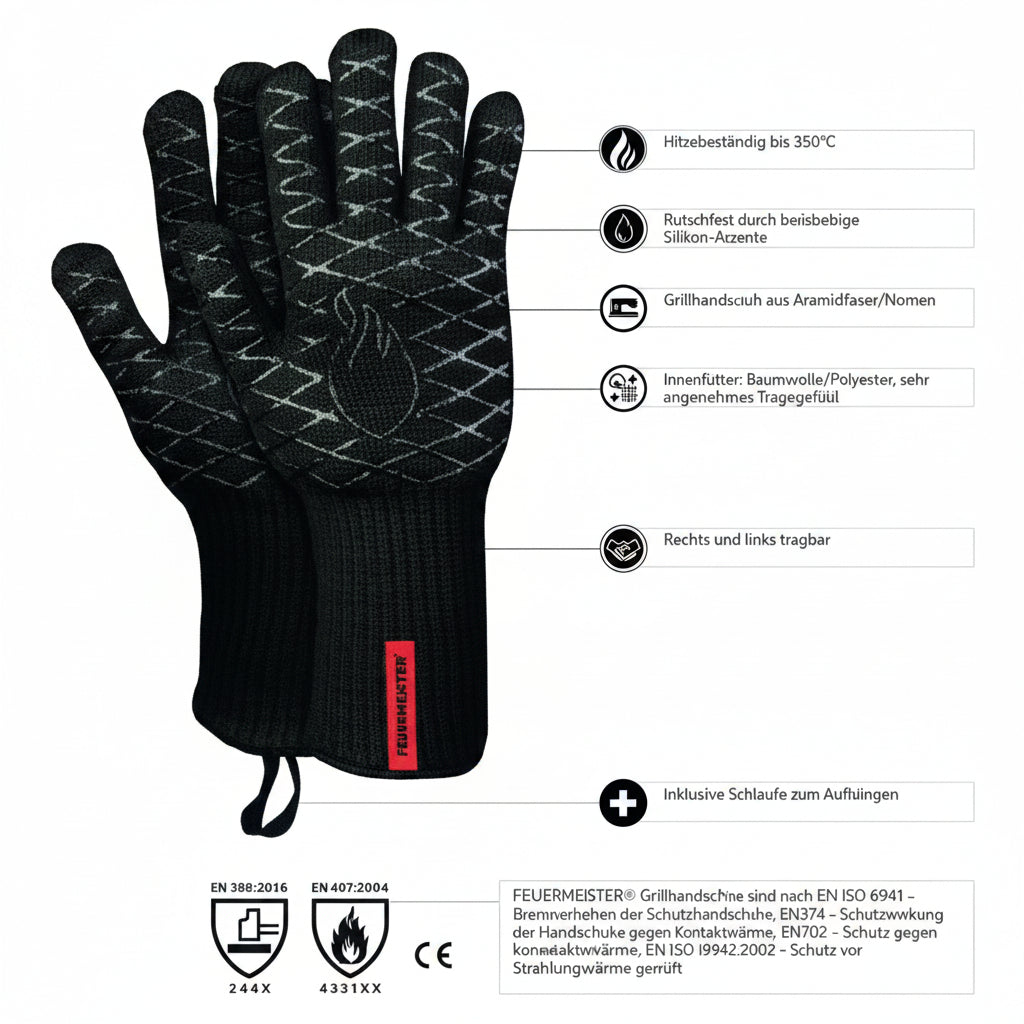 Feuermeister Grillhandschuhe mit Technischen Daten