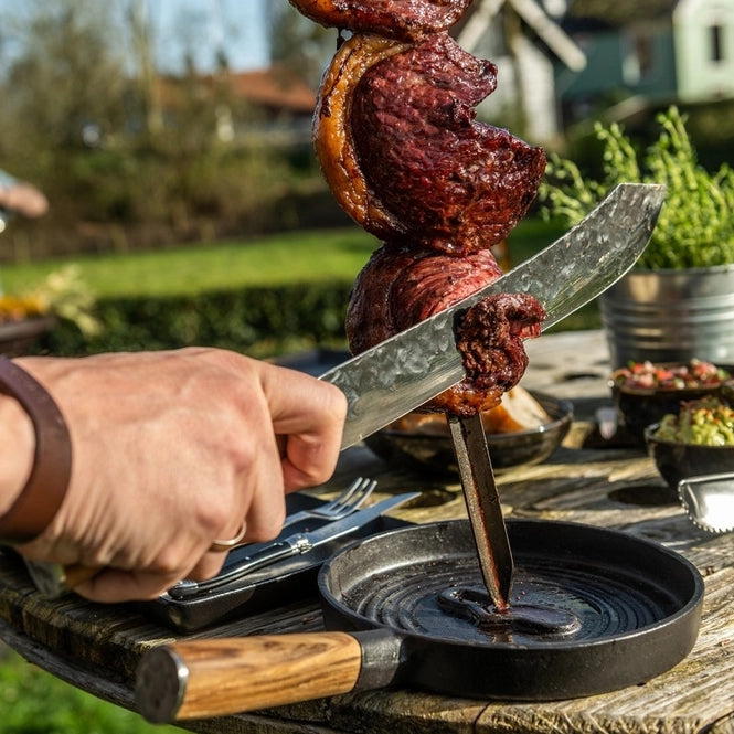 Montargo Servierpfanne Forged Churrasco spieß in der pfanne der nicht wegrutscht