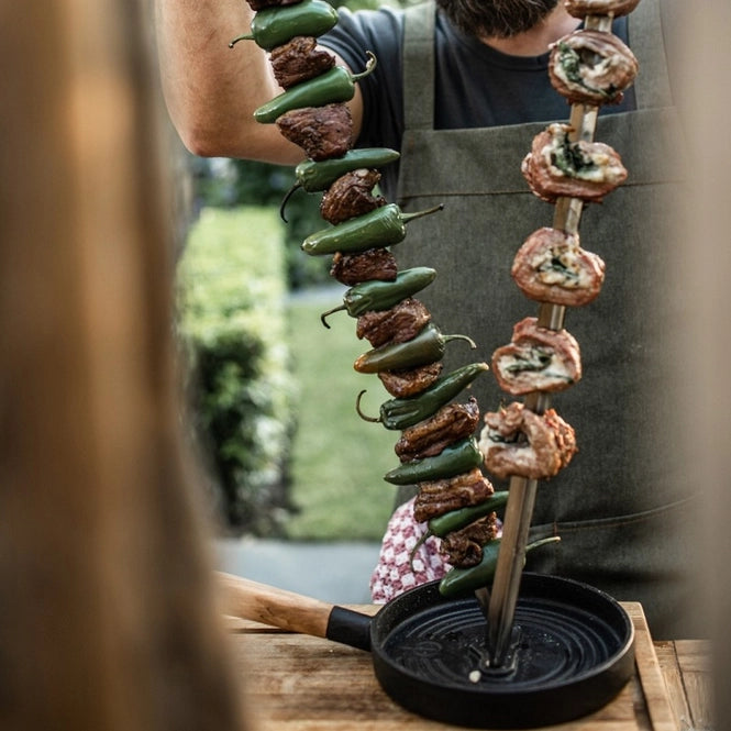 Montargo Servierpfanne Forged Churrasco spieß in der pfanne der nicht wegrutscht