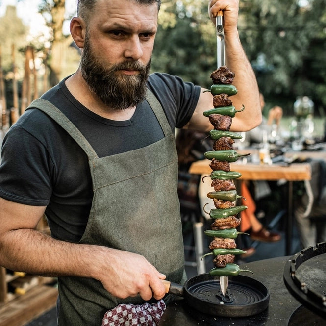 Montargo Servierpfanne Forged Churrasco spieß in der pfanne der nicht wegrutscht