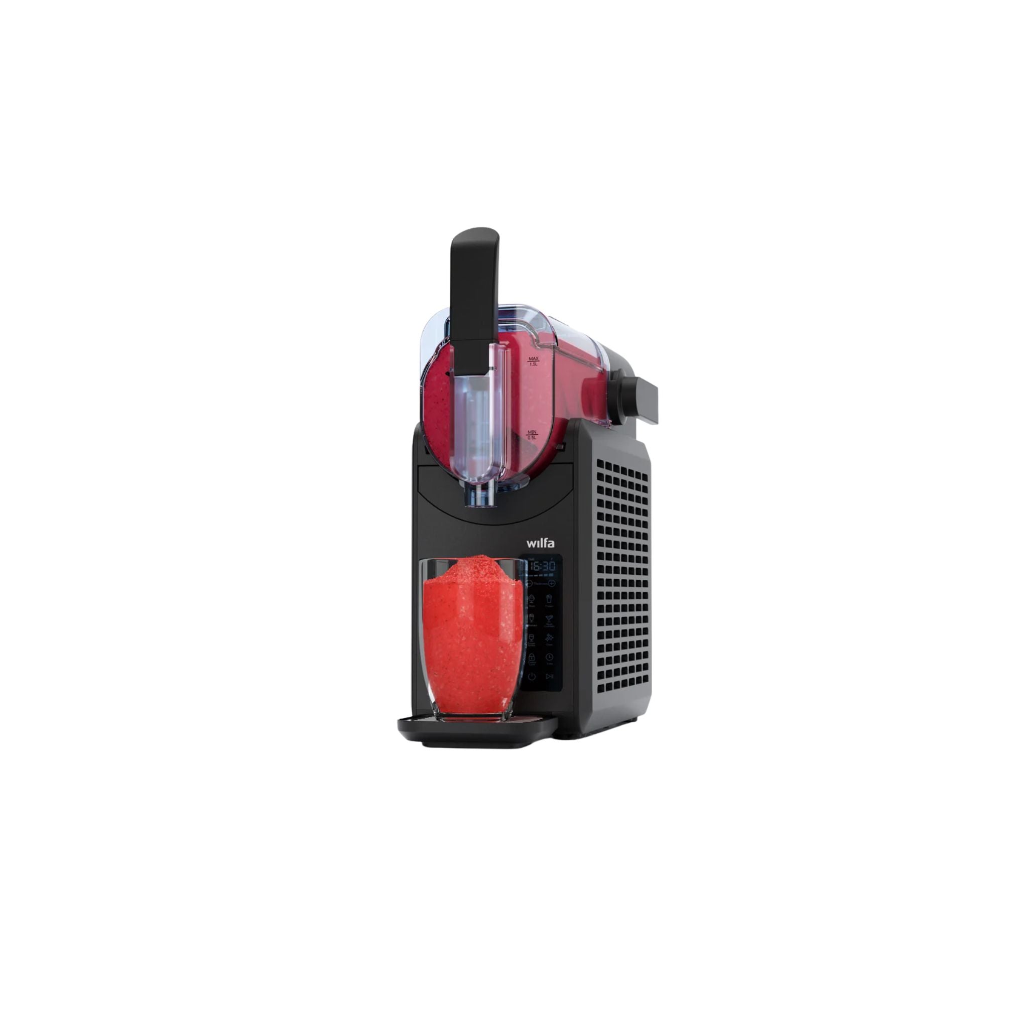 Wilfa Icy Slushy Machine front ansicht mit roter slushy füllung